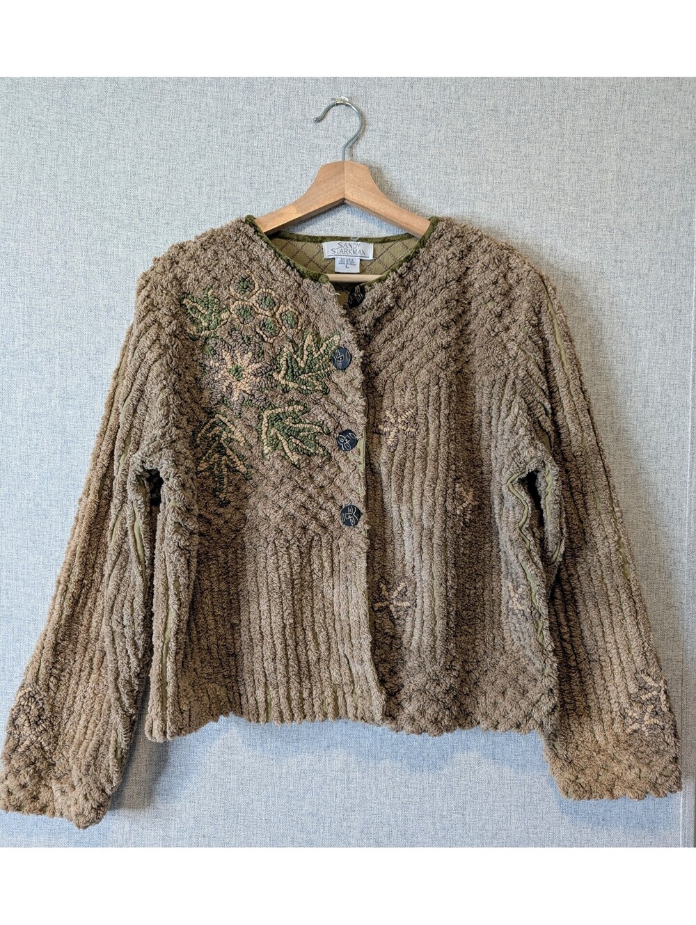 Vintage 90s textured cotton fuzzy chenille jacket